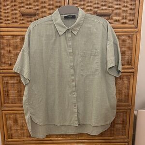 Able Harris short sleeve 100% cotton shirt in sage green